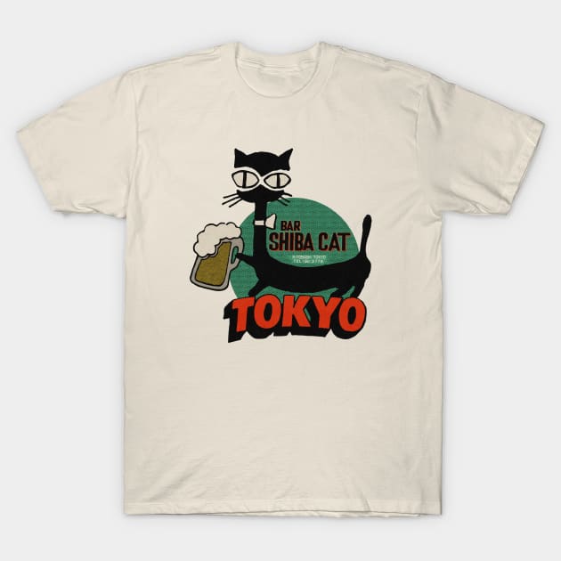 Vintage Shiba Cat Bar Tokyo T-Shirt by Kujo Vintage